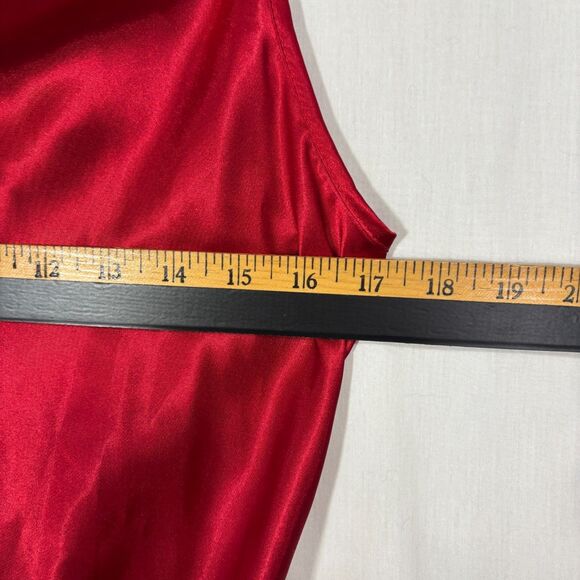 Vintage Bebe Slip Dress Sz L Red Midi Satin 90s Y2K Glam Holiday Formal Wedding - Picture 5 of 9